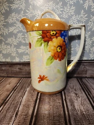  Vtg Noritake Sakura CoffeePot Floral Porcelain Lusterware with Gold Trim Rare K - Image 1 of 4