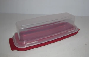 Rubbermaid Serving Saver Stick Butter Dish Red Base Clear Lid Vtg 0477-1 - Picture 1 of 5