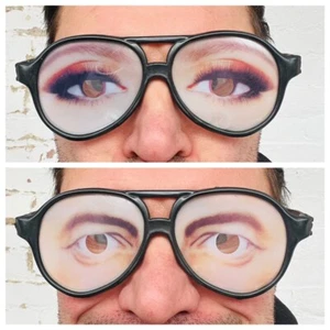 Crazy Eyes Brille lustige Flecken formwechselnd Kostüm Hirsch Party Witz - Bild 1 von 9
