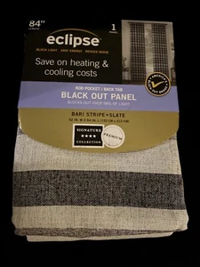 Eclipse Bari Stripe Slate Blackout Window Curtain Panel 52"×84" New! - Picture 1 of 3