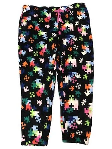 Womens Plush Black Puzzle Piece Autism Awareness Sleep Pants Pajama Bottoms 2X - Picture 1 of 2