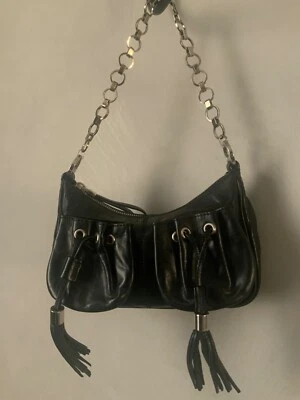 Givenchy Black Leather Tassel Pocket Chain Baguette Bag - Image 1 of 4