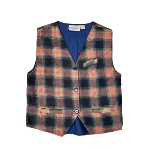 Vintage Tangibles 90s Plaid Vest Chain Stitch Skater Surfer Grunge Hip Hop - Picture 1 of 4