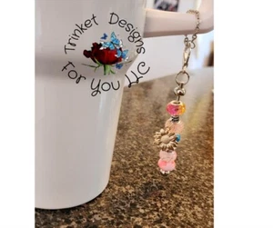Beaded Dangle Charm For Tumbler Handles Pink, Silver, Blue & Orange Rose Gold... - Picture 1 of 3