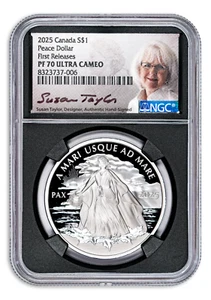 2024 Canada Peace Dollar Silver Proof NGC PF70 UCAM First Releases & Signed - Picture 1 of 2