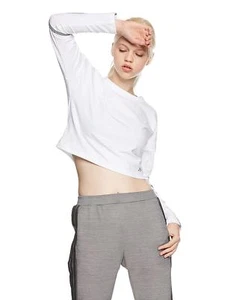 Under Armour Women's Lighter longer Cropped Crew, White (100)/Steel, Large - Picture 1 of 3