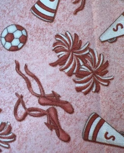 Tela -OOP Motivos Niña Susan Ala Ballet Animadora Pom Fútbol 52" L x 43” W - Imagen 1 de 7