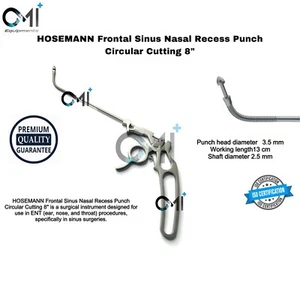 HOSEMANN Frontal Sinus Nasal Recess Punch Circular Cutting 8" - Picture 1 of 3