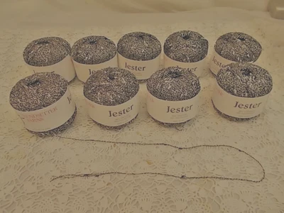 LOTE DE 9 HILOS DE CORDÓN NEGRO/PLATEADO "BUFÓN" MARCADOR DE TENDENCIAS 25G-NYLON/POLIÉSTER - ITALIA Foto 1 de 4