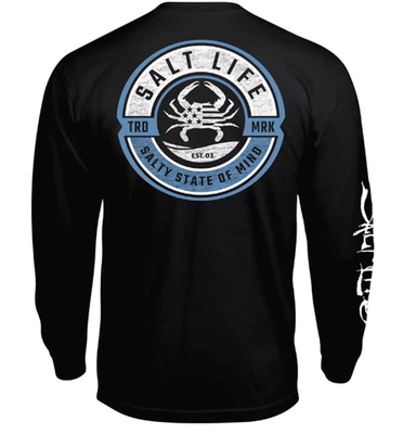 男式 Salt Life Blue Crab Proud 图形 L/S T 恤 - 3XL/2XLT/XLT/大号全新带标签 — 第 1/4 张图片
