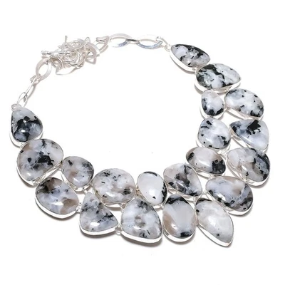 Collar de piedras preciosas de piedra lunar arco iris cadena ajustable increíble joyería 18" BN 7197 Foto 1 de 4