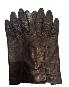 VINTAGE Echtleder ITALIEN 100% Seide gefütterte Lederhandschuhe schwarz Damen 6,5 - Bild 1 von 5