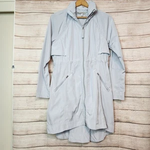 Athleta Drip Drop Rain Jacket Hooded Water-Repellent Long Women's Size XS Gray - Picture 1 of 17