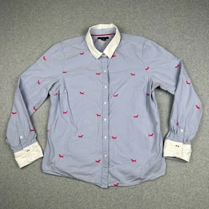 Tommy Hilfiger Shirt Damen XL Blau Langarm Hund Stickerei ASO Teen Wolf - Bild 1 von 11