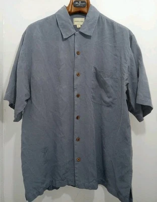 Joseph & Feiss Men's Blue 100% Silk Classic Fit Short Sleeve Button Up Shirt LG - Image 1 of 4