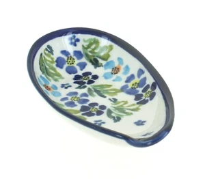 Reposacuchara pequeña vintage violeta cerámica polaca rosa azul - Imagen 1 de 1