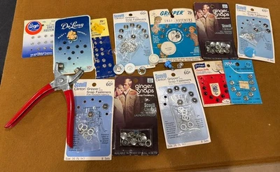 Vintage Snap Fastener Tool With Snap Fasteners, Button Covers Lot - Image 1 of 4