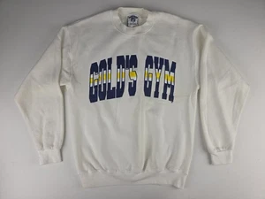 VTG Golds Gym Crewneck Sweatshirt Mens Medium M White Lee Heavyweight Sweater - Picture 1 of 10