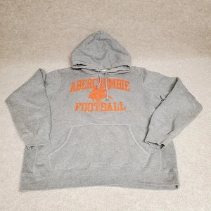 VTG ABERCROMBIE&FITCH Hoodie Mens Large Football Viking Head Heavy Gray Pullover - Picture 1 of 6