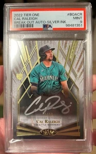 Cal Raleigh 2022 Topps Tier One Break Out Limited 10/10 plateado automático PSA 9 - Imagen 1 de 2