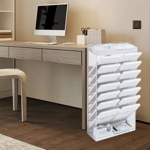 Schreibtisch Seite Lagerung Bücherregal Eisen Mesh 9 Tier Bewegliche Hangable - Photo 1/24