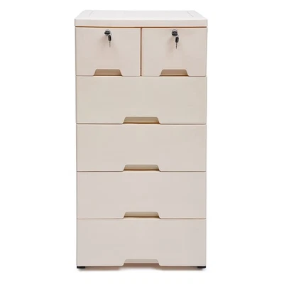 Cómoda alta con 6 cajones organizador de almacenamiento de madera armario para dormitorio Foto 1 de 4