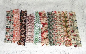 LOT of 10 SEWN Christmas Fabric Ruffles For Junk Journals Scrapbook Pockets - Picture 1 of 1