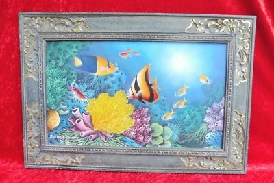 schönes Gemälde : Fische in Riff , Korallenriff   , signiert - Bild 1 von 4