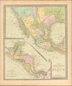 1840 Mexico antique map by Greenleaf - 14.2" x 12" scarce 1st edition - Texas - Picture 1 of 4