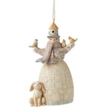Jim Shore White Woodland Snowman with Basket Hanging Ornament Heartwood Creek