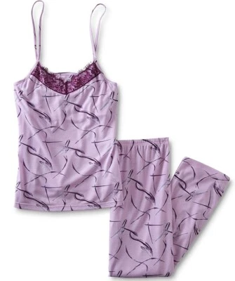 Juego de pijama para mujer Jaclyn Smith. Cami y pantalones morados o azules o negros con pantalones cortos Foto 1 de 4