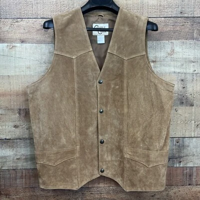 Cripple Creek Vest Mens Large Brass Buttons Brown Western             PRM - Image 1 of 4