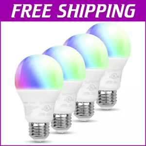 Voice-Controlled A19 Smart LED Light Bulbs - Multicolor & Dimmable, Alexa 4-Pack - Picture 1 of 8