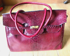 Russell & Bromley London Burgundy Croc Embossed Leather Bag