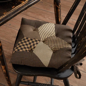 Primitive 14 in Chair Pad Black Patchwork Star Kitchen Table Decor VHC Brands - Picture 1 of 9