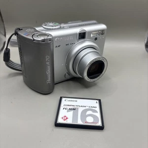 Canon PowerShot A70 3.2MP Digital Camera - Silver - Tested With Card - Picture 1 of 14