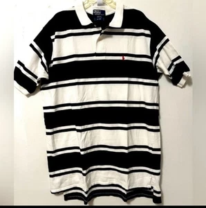 Vintage Polo Ralph Lauren Mens shirt Size big tall black White Stripe red pony - Bild 1 von 3