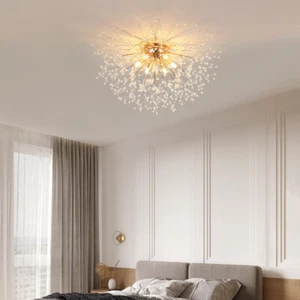 6-lights Dandelion Chandelier Lamp G9 LED Firework Crystal Ceiling Light Golden - Picture 1 of 10