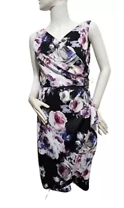 Alex Evenings Women's Slimming Short Ruched Embellished Dress Floral Size 8P - Picture 1 of 13
