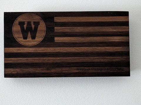 Custom WMU Broncos  4" x 7.5" Wood Flag Western Michigan University  Wall Art Cover