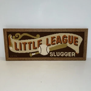 Little League Slugger Needlepoint 7.5 in X 19.5 in. Brown/Beige/Orange/Wht - Picture 1 of 5