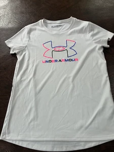 Girl's XL Youth UNDER ARMOUR Loose T-Shirt White Polyester - Picture 1 of 4