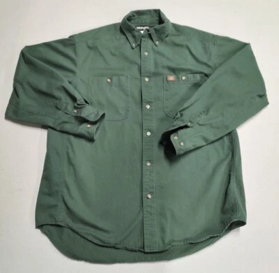 Wrangler Riggs Workwear Mens Logger Twill Long Sleeve Workshirt Green XL - Image 1 of 4