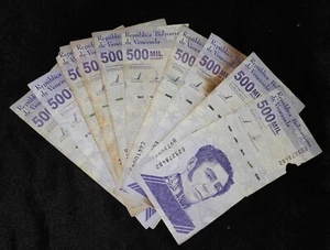 10 x Venezuela 500000 (500,000) Bolivares- DAMAGED/POOR CONDITION banknotes - Picture 1 of 2
