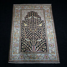 Silk Carpet Hereke 114 X 79 CM Kayseri Oriental Carpet Tree of Life Bird Motifs