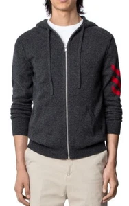 Zadig & Voltaire Men's Clash Arrow Cashmere Cardigan Sweater Zip Up Hoodie, Sz S - Picture 1 of 6