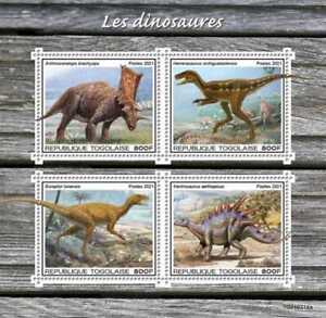 Togo - 2021 Dinosaurs, Herrerasaurus, Eoraptor - 4 Stamp Sheet - TG210314a