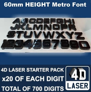 4D Ireland Irish 60mm High METRO FONT Number Plate Letters Digits Wholesale kit - Picture 1 of 5