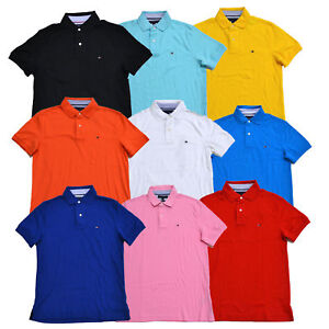 Tommy Hilfiger Mens Polo Shirt Interlock Custom Fit Casual Top Flag Logo New Nwt