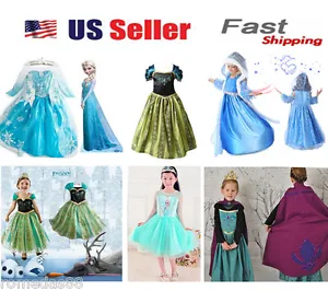 Gorgeous Queen Elsa & Princess Anna Costume Cosplay Party Dress Up - Picture 1 of 60